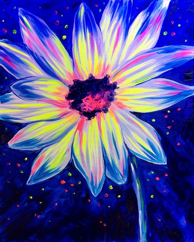 A BLACK LIGHT Glow Flower paint nite project by Yaymaker