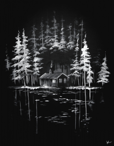 A Cabin Across The Lake paint nite project by Yaymaker
