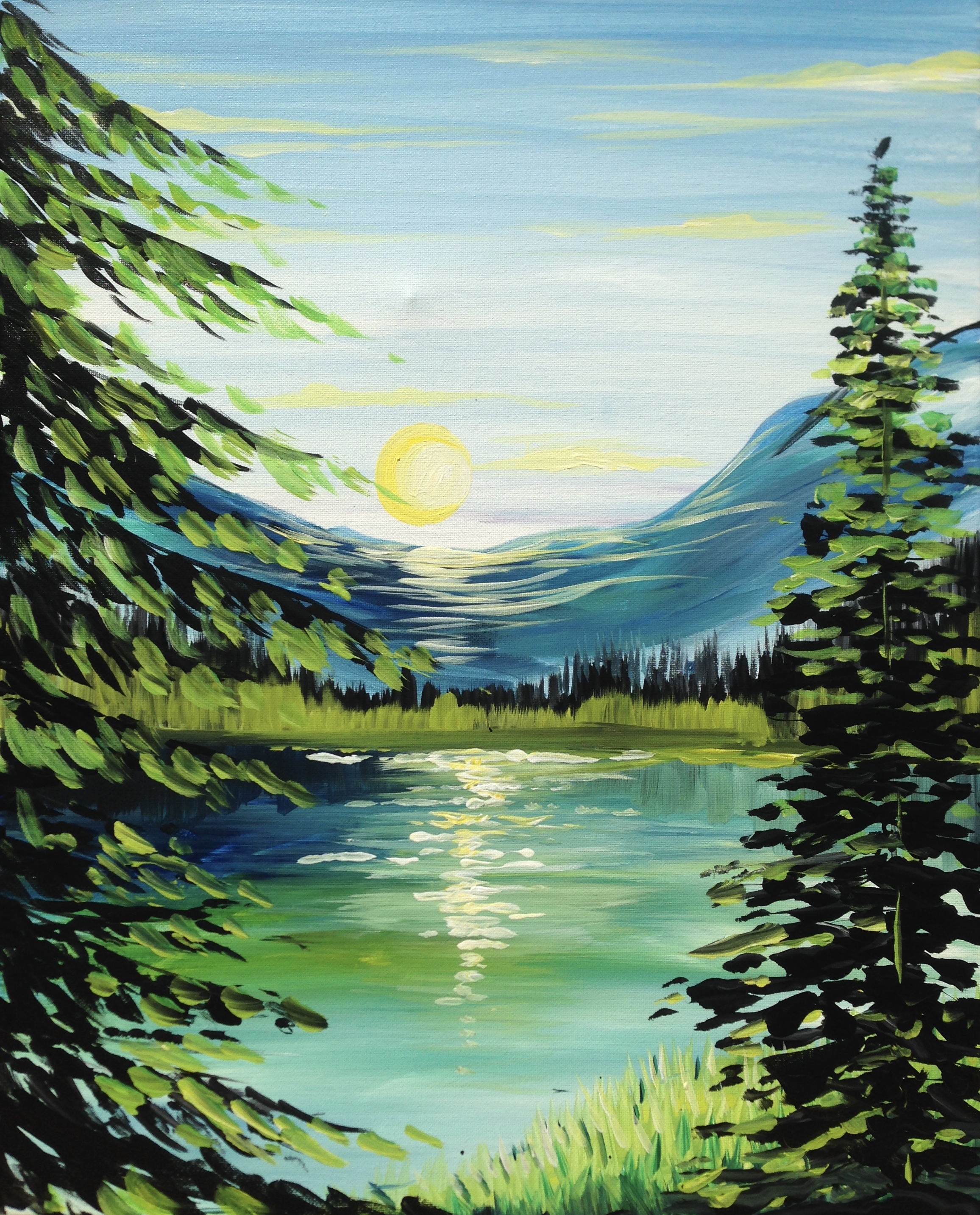 A Lake Beyond the Pines paint nite project by Yaymaker