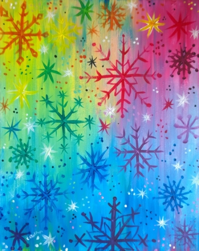A Rainbow Snowflakes paint nite project by Yaymaker