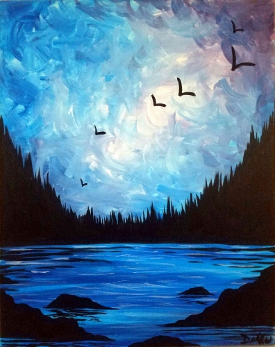 A Epic Northwestern Sky paint nite project by Yaymaker