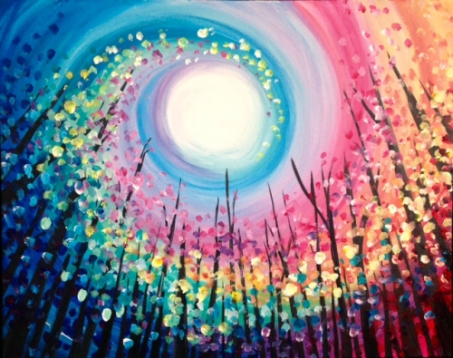A Up at the Colourful Trees paint nite project by Yaymaker
