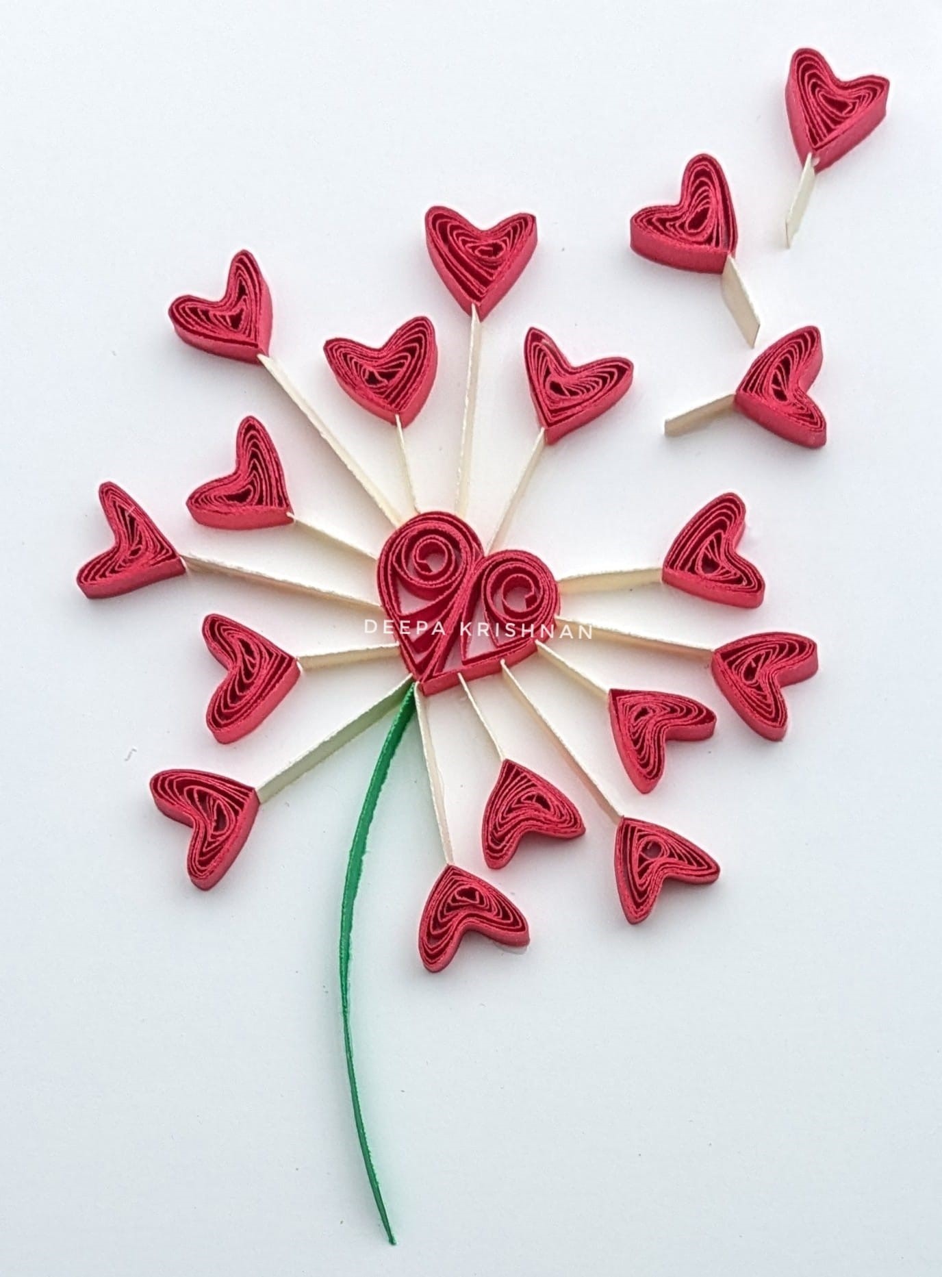 Paper Craft - Decoration - Quilled Paper on Styrofoam Hearts