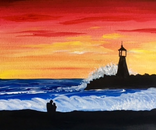 A Lovers Lighthouse paint nite project by Yaymaker