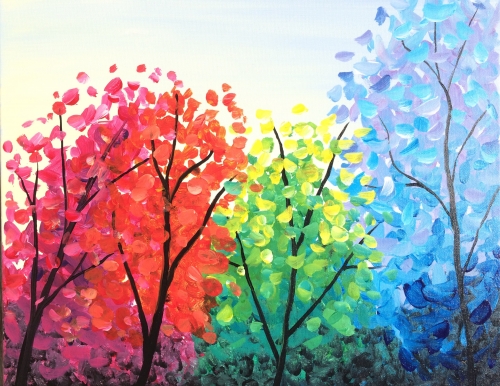 A Kaleidoscope Trees paint nite project by Yaymaker