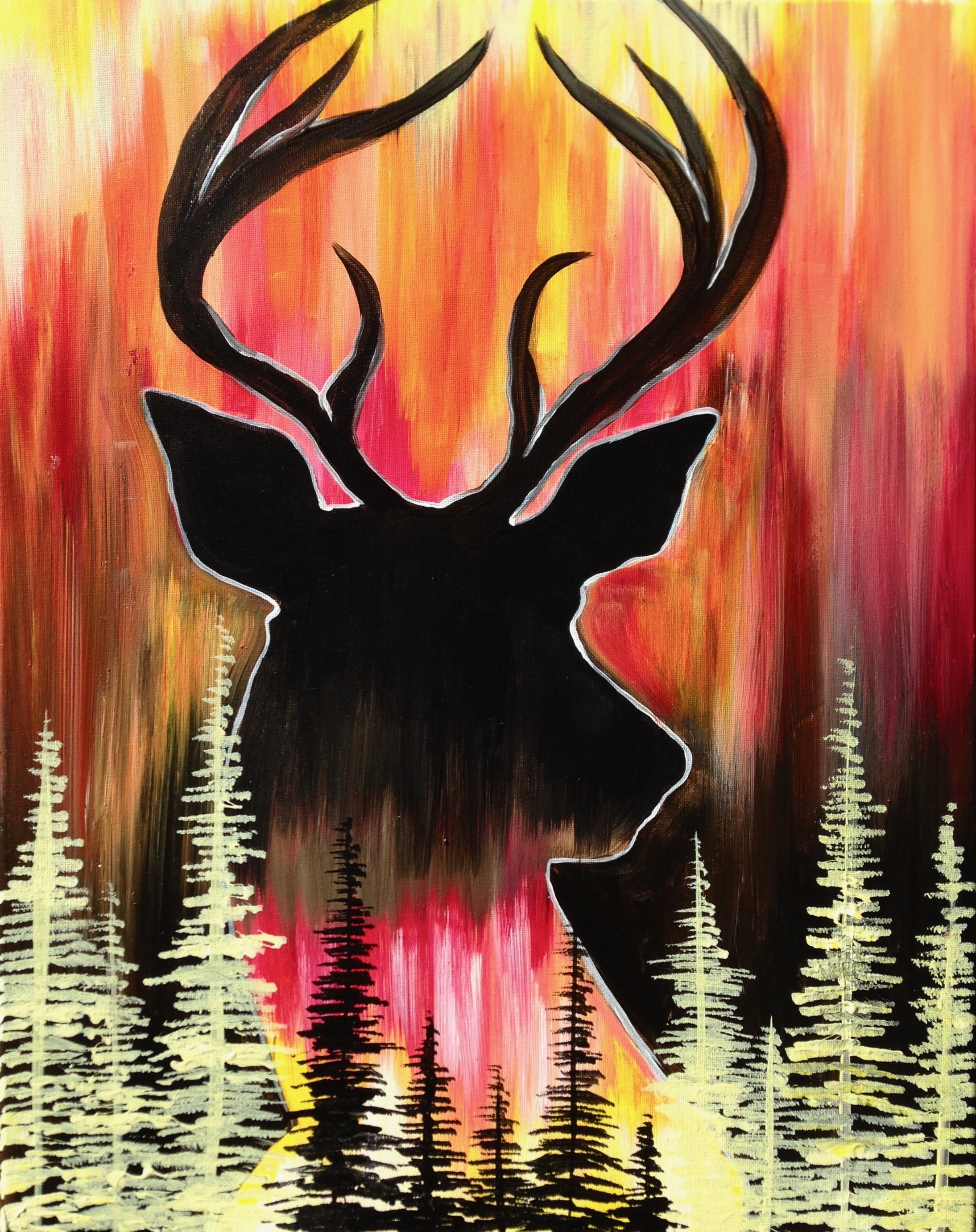 A Deer in the Pines paint nite project by Yaymaker