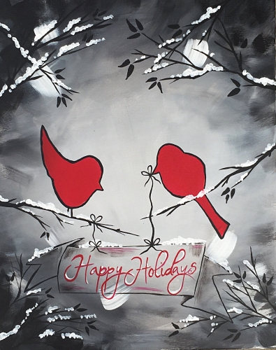 A Happy Holidays paint nite project by Yaymaker