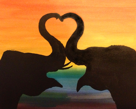 A Elephant Silhouette Love paint nite project by Yaymaker