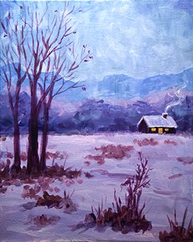 A Cabin in Winter paint nite project by Yaymaker