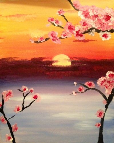 A Cherry Blossom Mist paint nite project by Yaymaker