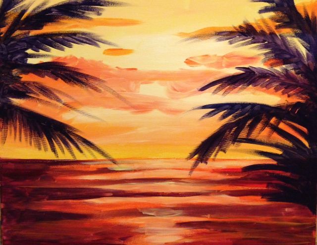 A Blazing Sunset paint nite project by Yaymaker