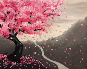 A Japanese Cherry Blossom paint nite project by Yaymaker