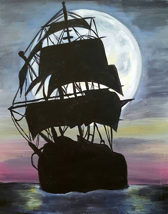 A Pirate Ship Moonilght paint nite project by Yaymaker