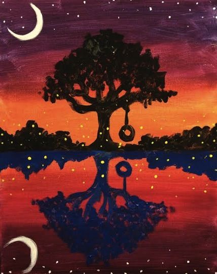 A Fireflies Sunset paint nite project by Yaymaker