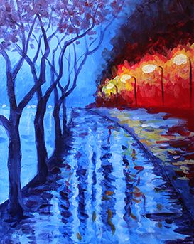 A Rainy Street paint nite project by Yaymaker