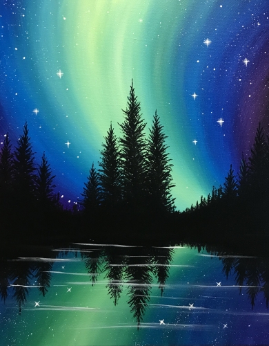 Paint Nite On Demand Bright Northern Night with Ashley Erickson