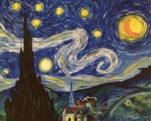 A Wicked Starry Night paint nite project by Yaymaker