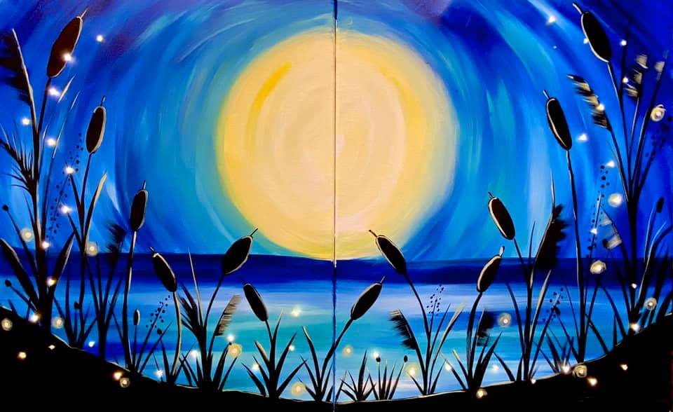 A Beach Moonlight Partner Painting Includes LED Fairy Lights experience project by Yaymaker