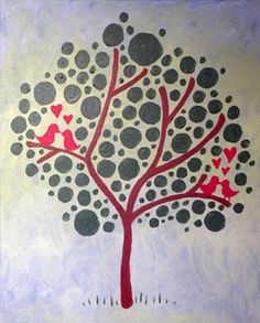 A Love Birds in a Tree paint nite project by Yaymaker