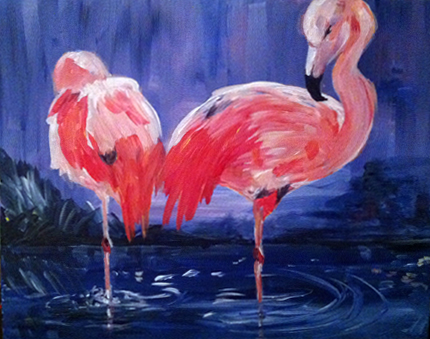 A Flamingo Pair paint nite project by Yaymaker