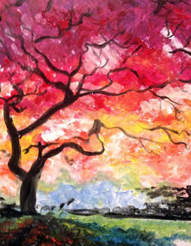 A Under the Red Tree paint nite project by Yaymaker