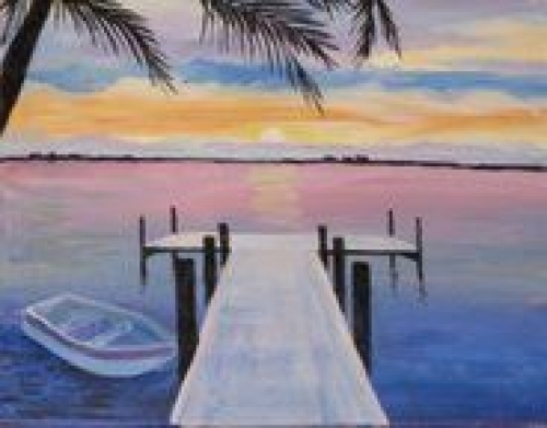 A Dock at Sunset 1 paint nite project by Yaymaker