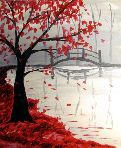 A Bridge in the Fall paint nite project by Yaymaker