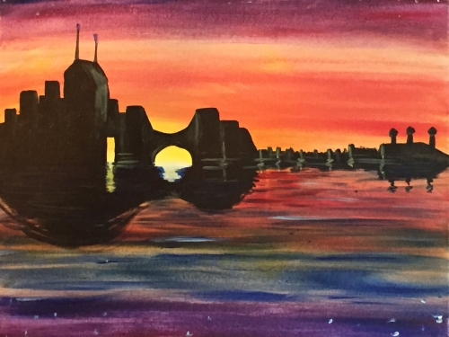 A Music City Skyline paint nite project by Yaymaker