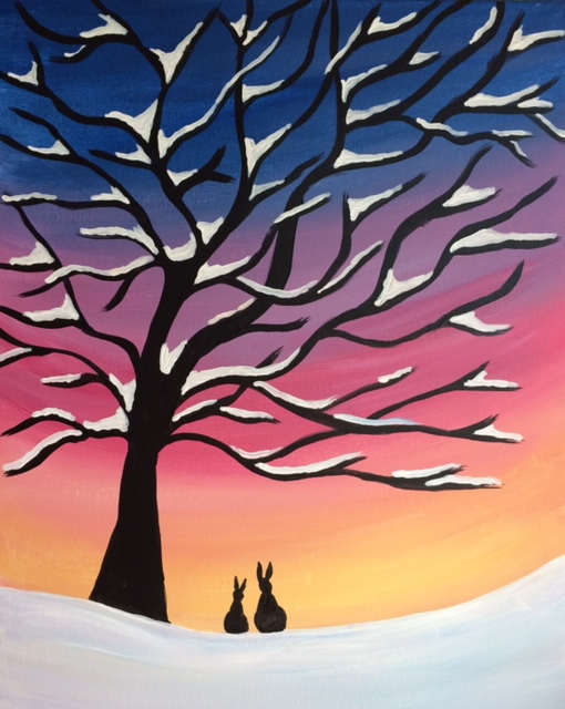 A Winter Snow Tree paint nite project by Yaymaker