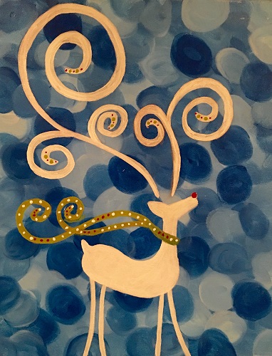 A Reindeer Blue Swirl paint nite project by Yaymaker