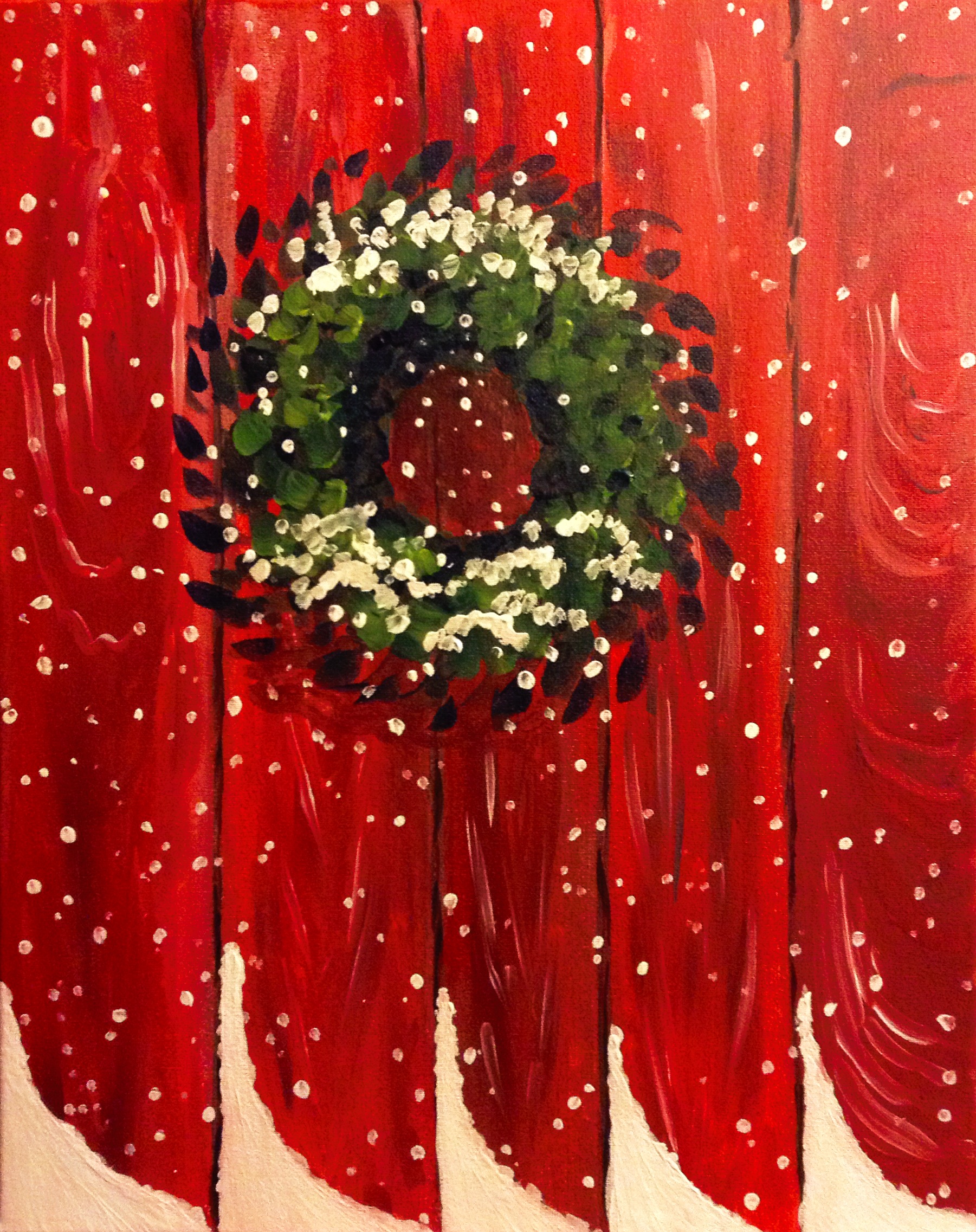 A Winter Wreath paint nite project by Yaymaker