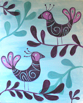 A Swirly Birds paint nite project by Yaymaker