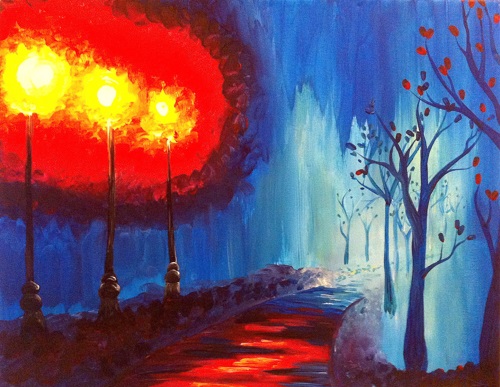 A Rainy Park View paint nite project by Yaymaker