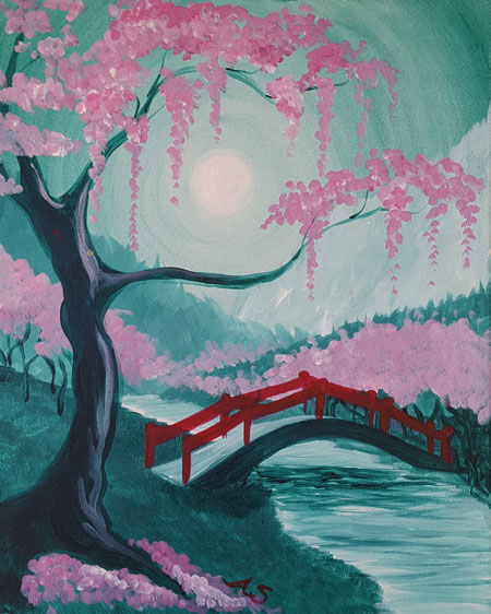 A Japanese Sakura Valley paint nite project by Yaymaker