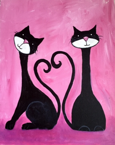 A Two cats one heart paint nite project by Yaymaker