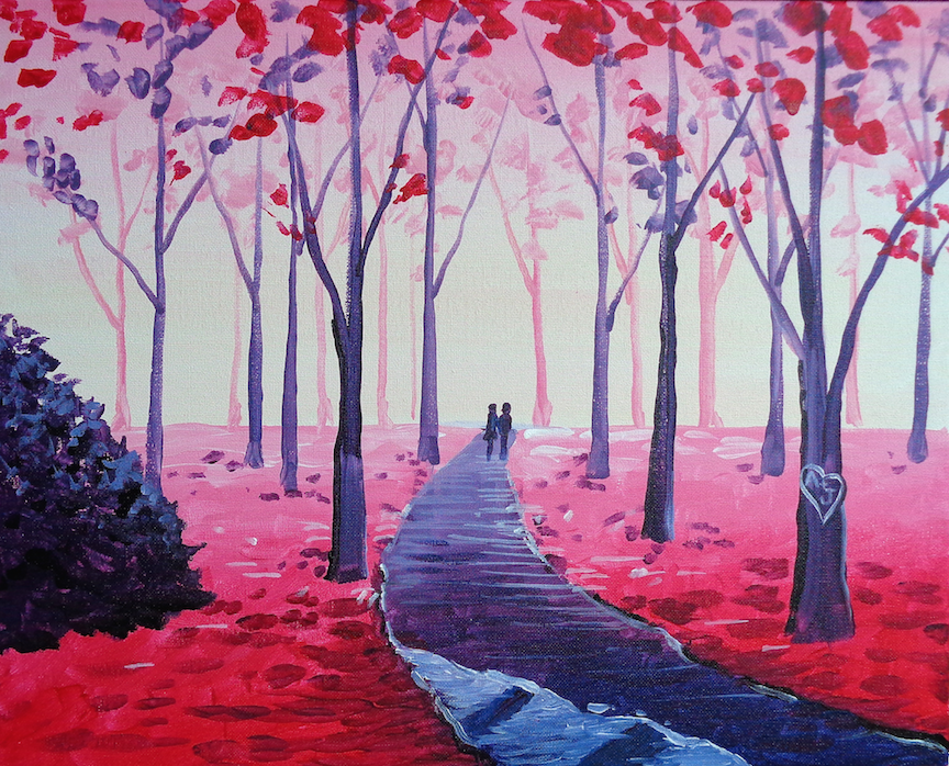A A Valentine Stroll paint nite project by Yaymaker