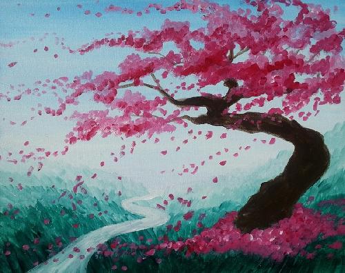 A Technicolor Cherry Blossoms paint nite project by Yaymaker
