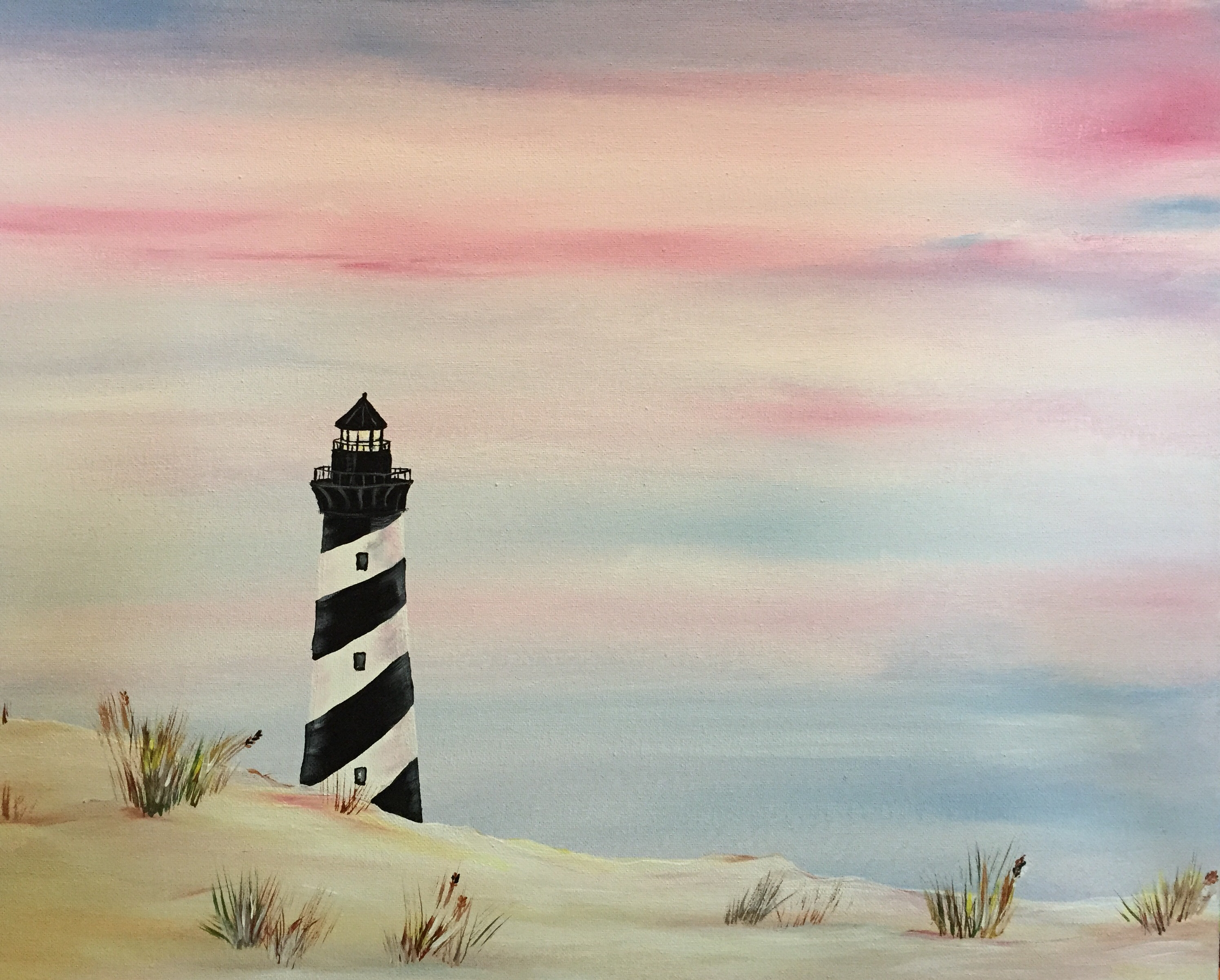 A Lighthouse at Dawn paint nite project by Yaymaker
