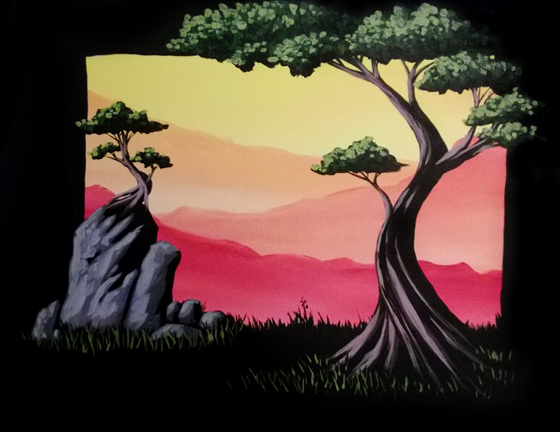 A Zen Trees paint nite project by Yaymaker