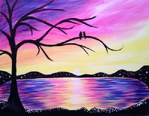 A Sunset Lovers paint nite project by Yaymaker