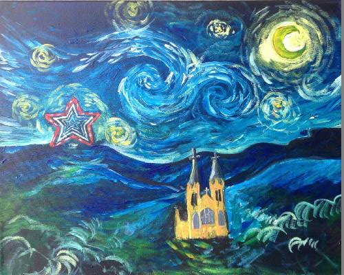 A Roanoke Starry Night paint nite project by Yaymaker