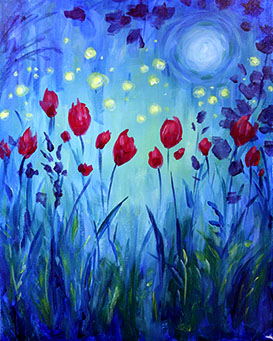 A Moonlight Garden paint nite project by Yaymaker