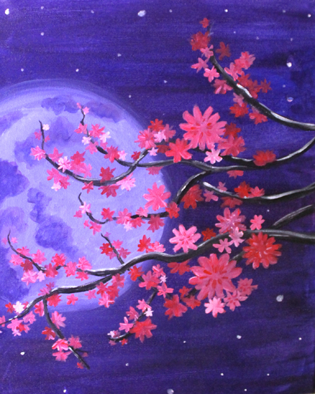 A Cherry Blossom Moonlight paint nite project by Yaymaker