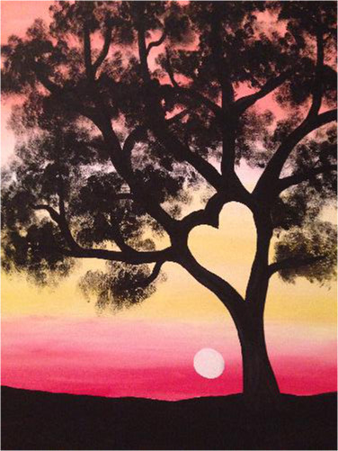 A Sunset Heart Tree paint nite project by Yaymaker