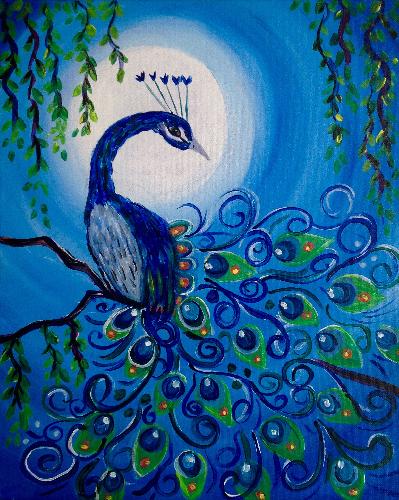 A Moonlit Peacock paint nite project by Yaymaker