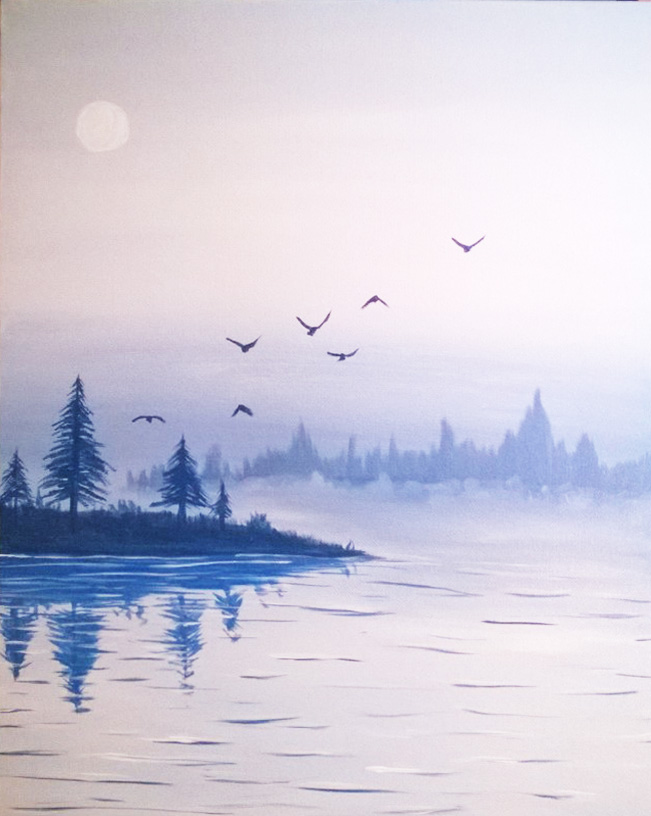 A Misty Waters paint nite project by Yaymaker