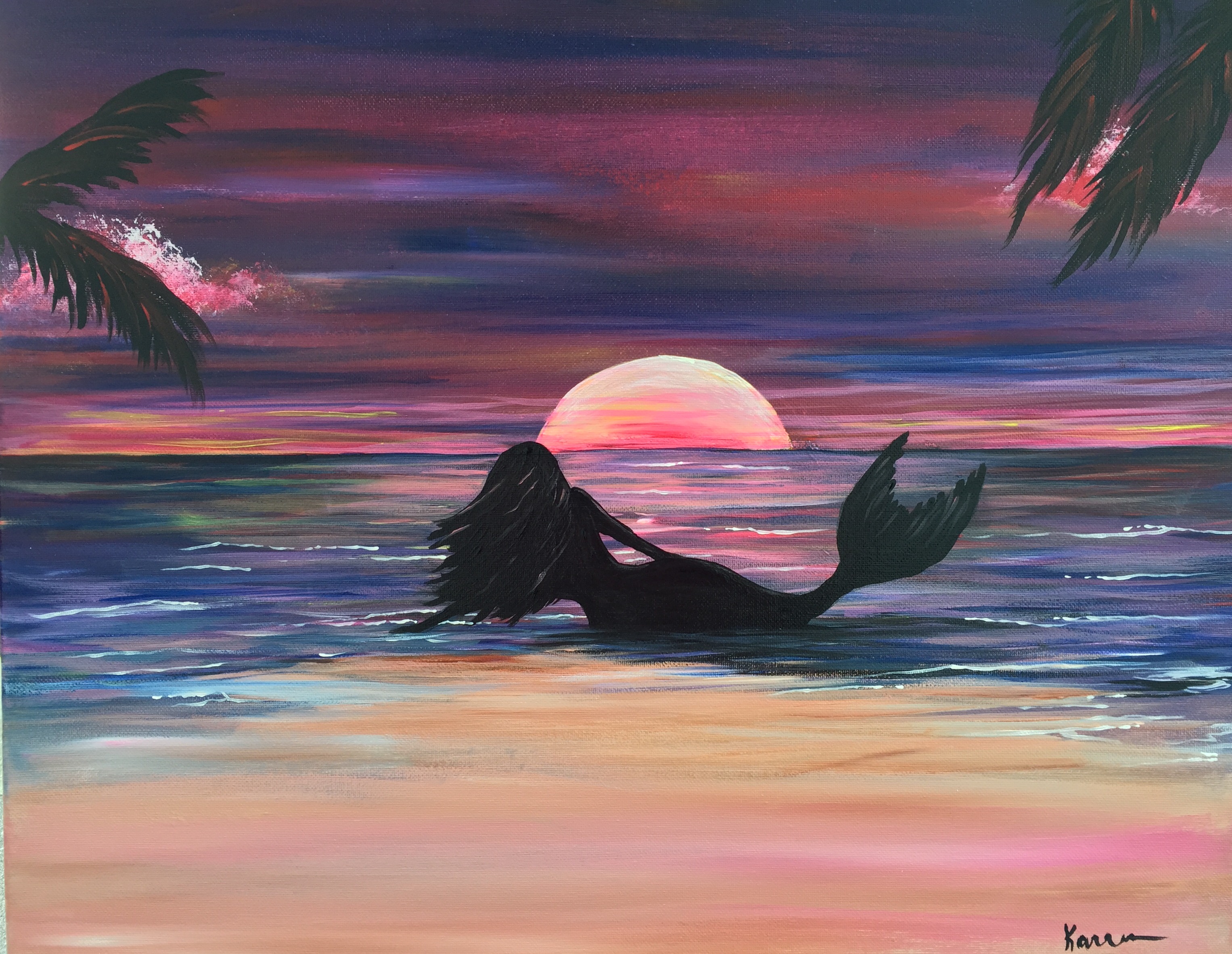 A Mermaid Dreams paint nite project by Yaymaker