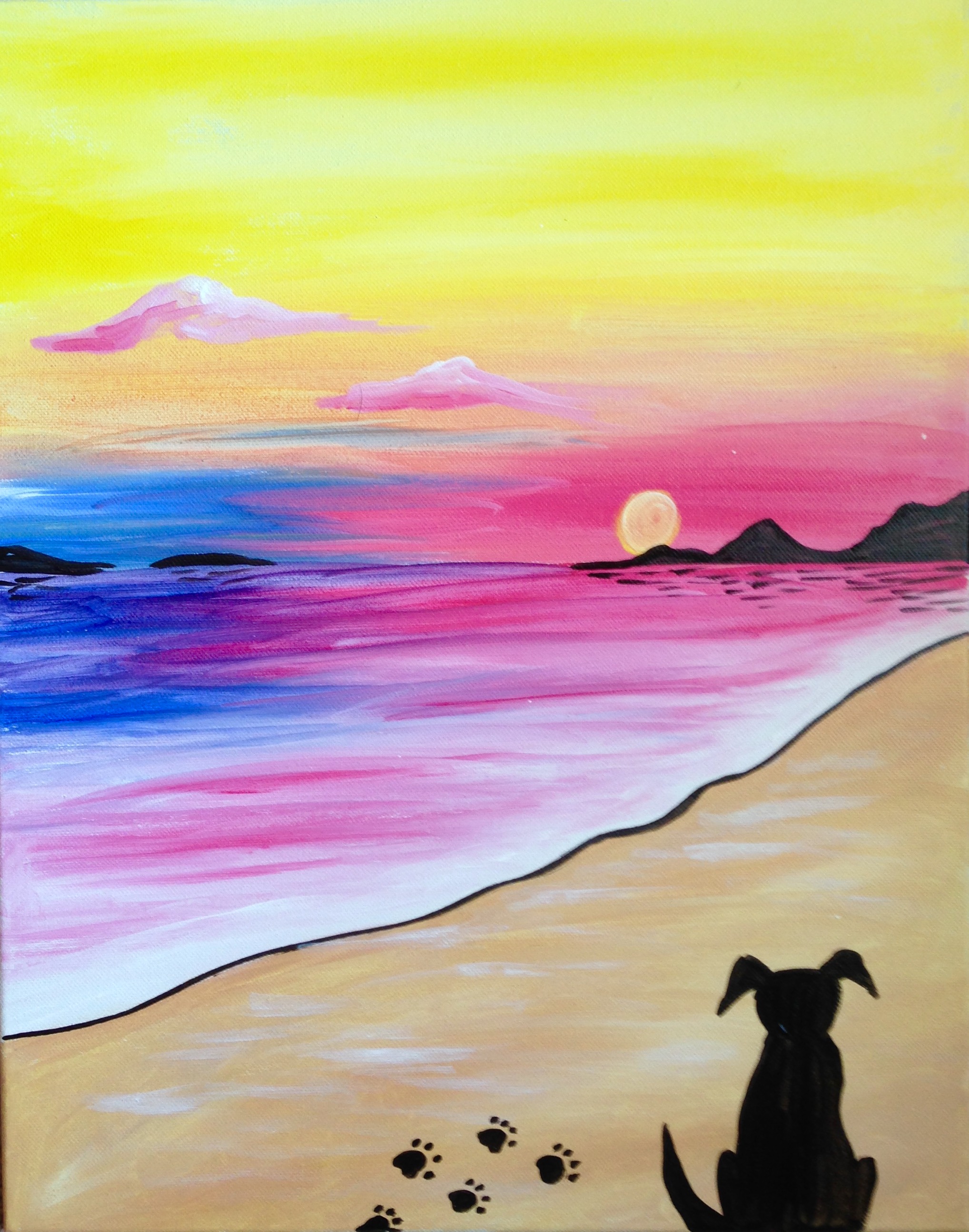 A Doggie Sunset paint nite project by Yaymaker