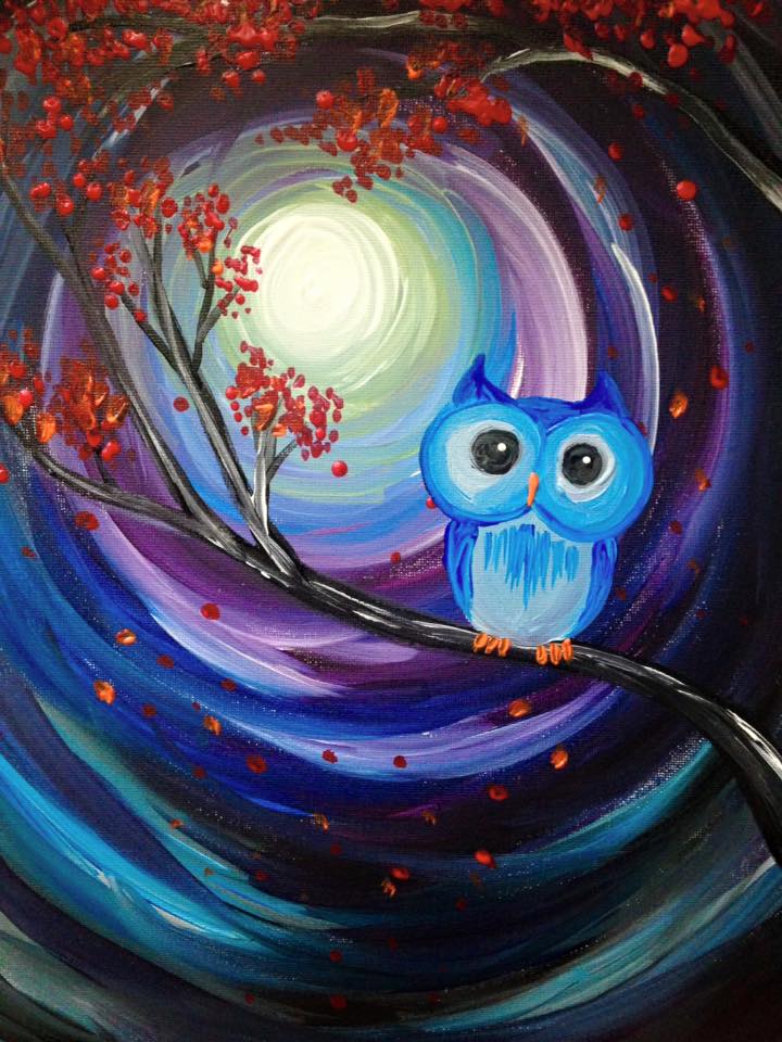 Paint Nite Owl Night Long with Artists Palette Durham 05 21 2024