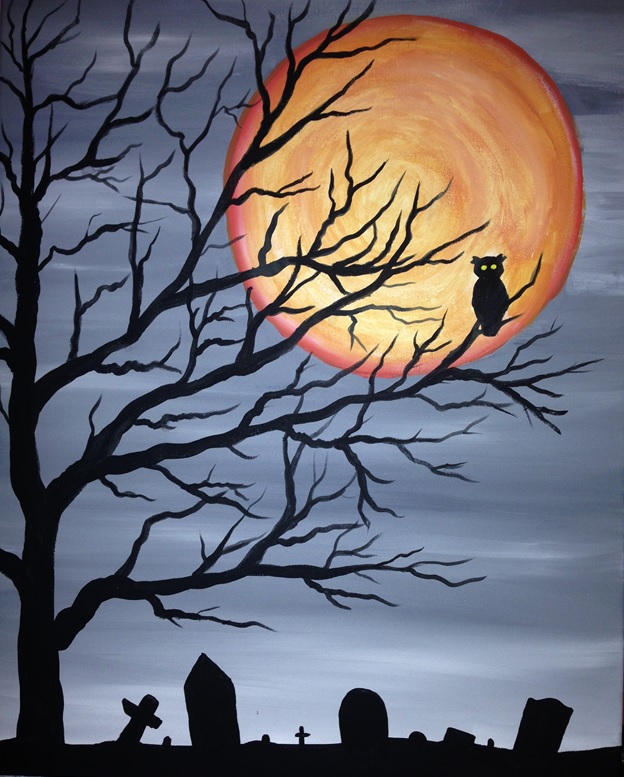 A Spooky Tree Owl paint nite project by Yaymaker